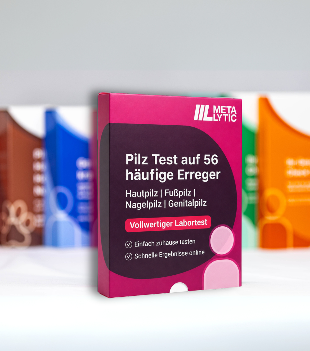 MetaLytic-Pilztest auf 56 häufige Erreger von Hautpilz, Fußpilz, Nagelpilz und Genitalpilz.