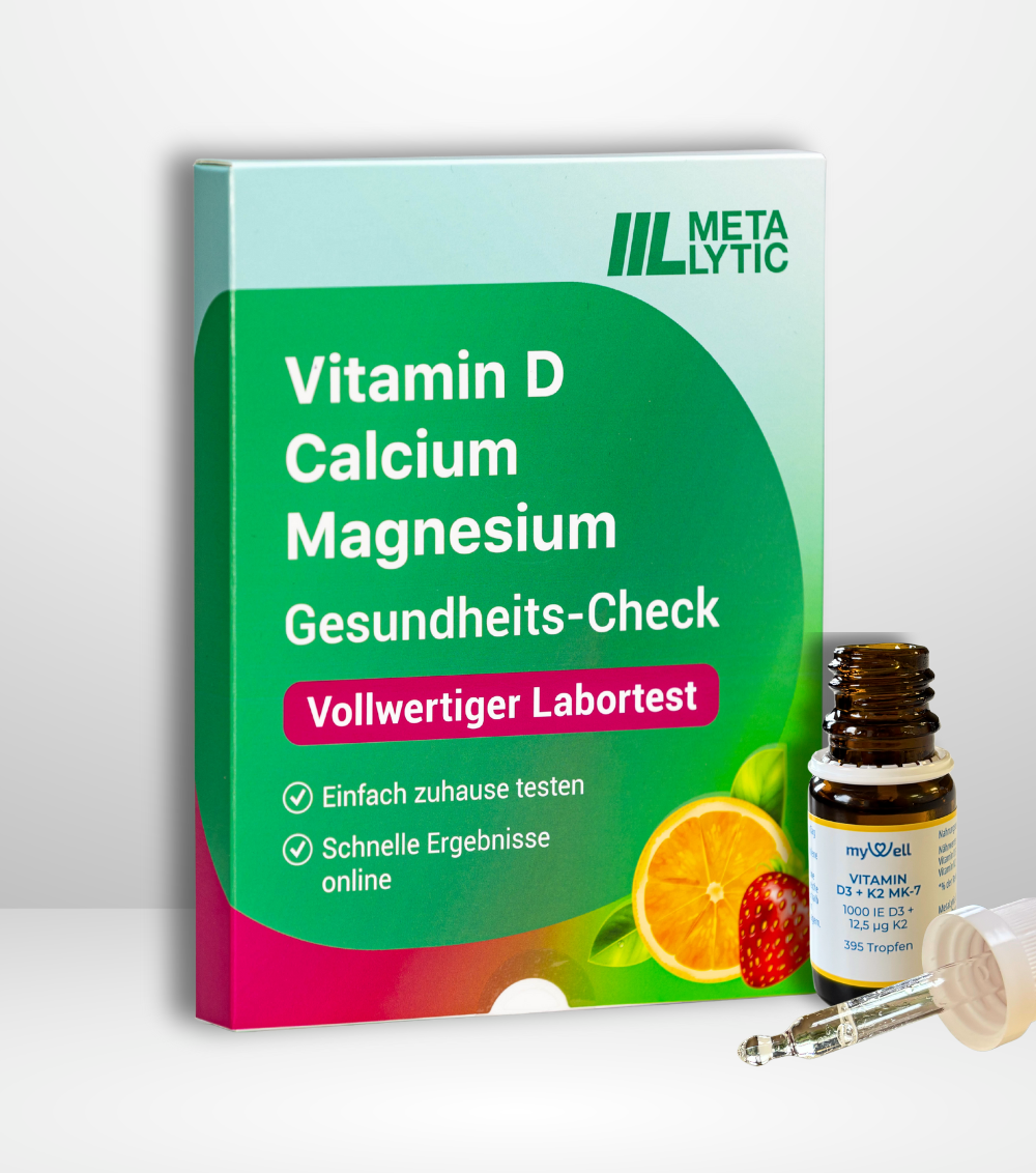 2-in-1 SPARSET: Vitamin D, Calcium & Magnesium Test + Vitamin D3 K2 Tropfen (1000 IE)
