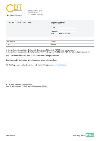 Zecken Test inkl. Zeckenkarte