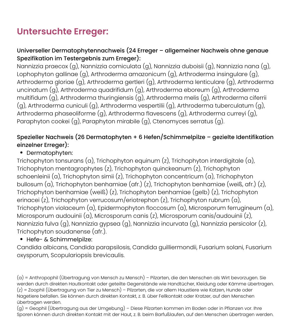 Pilz Test (Hautpilz, Fußpilz, Nagelpilz und Genitalpilz)