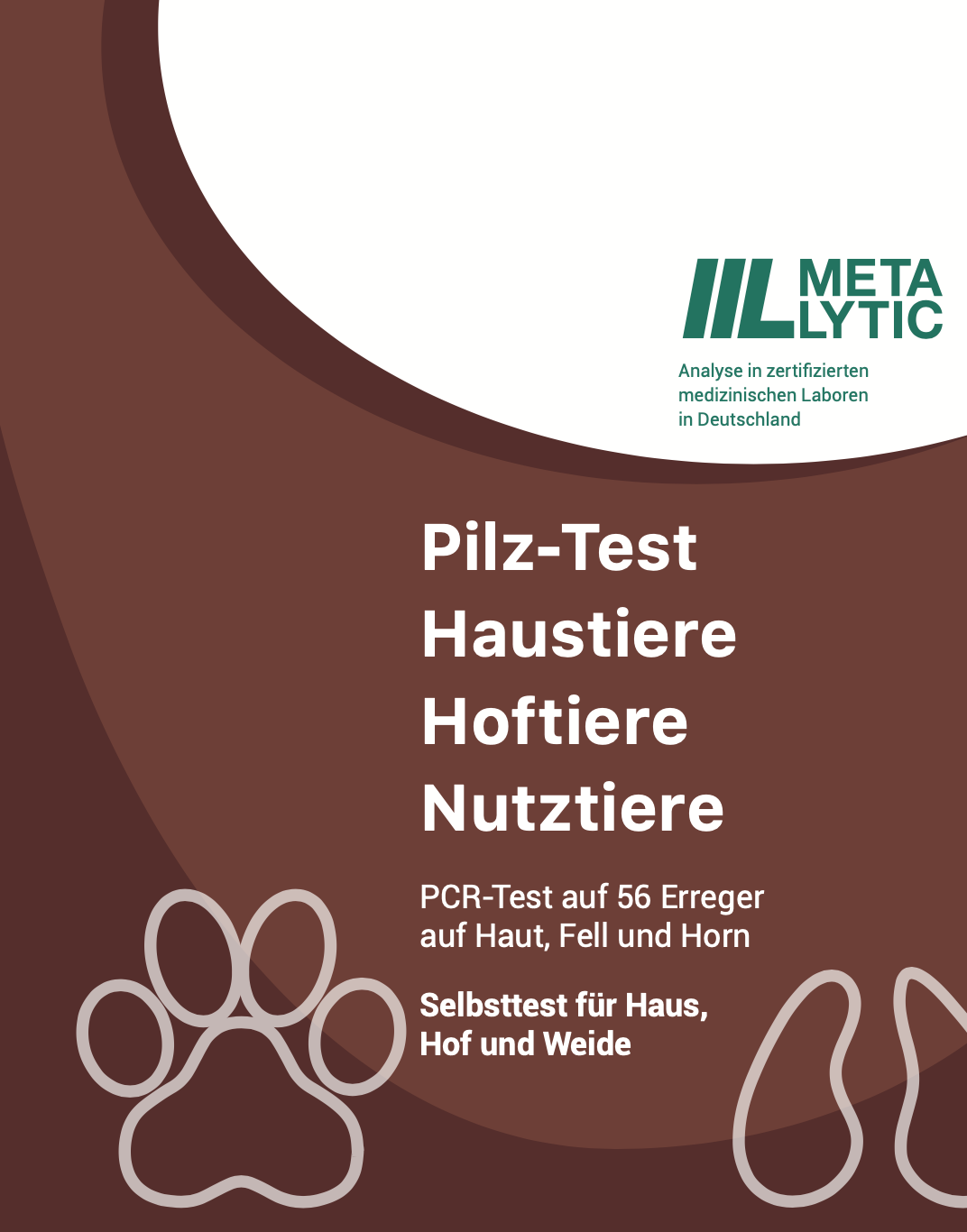 Produktverpackung frontal Pilz Test für Tiere von MetaLytic. 